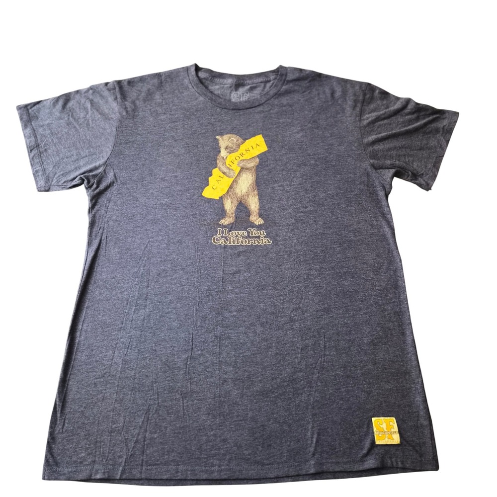 SF Mercantile I Love You California Bear‎ T-Shirt Mens Large Charcoal Gray USA
